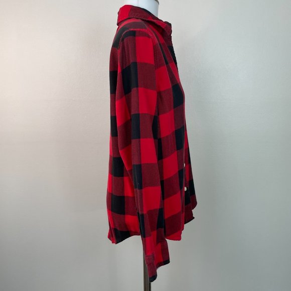 Levi's Top XS Red Black Buffalo Check Plaid Flannel Boyfriend Fit Shirt Women's - Picture 6 of 13